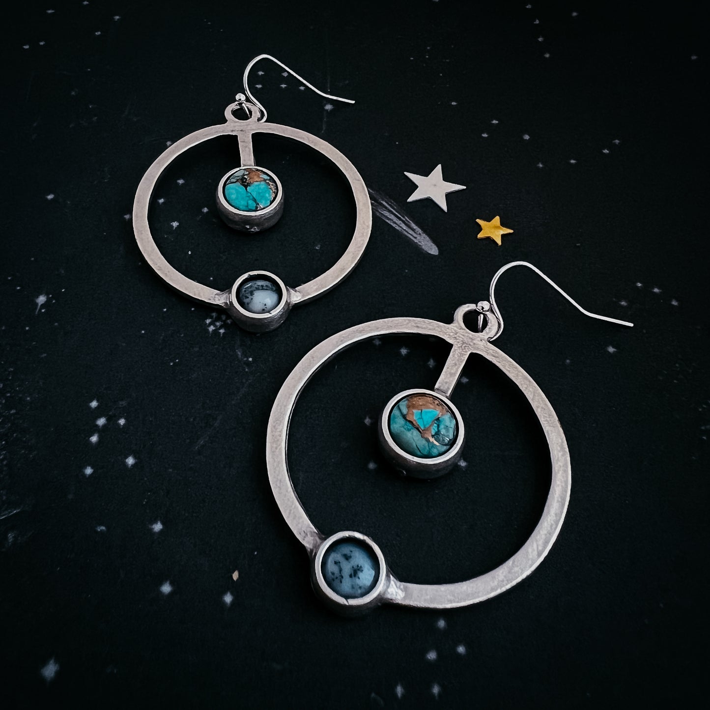 Artemis Earrings - Lunar Orbit Dangles with Natural Stones Earrings Yugen Handmade   