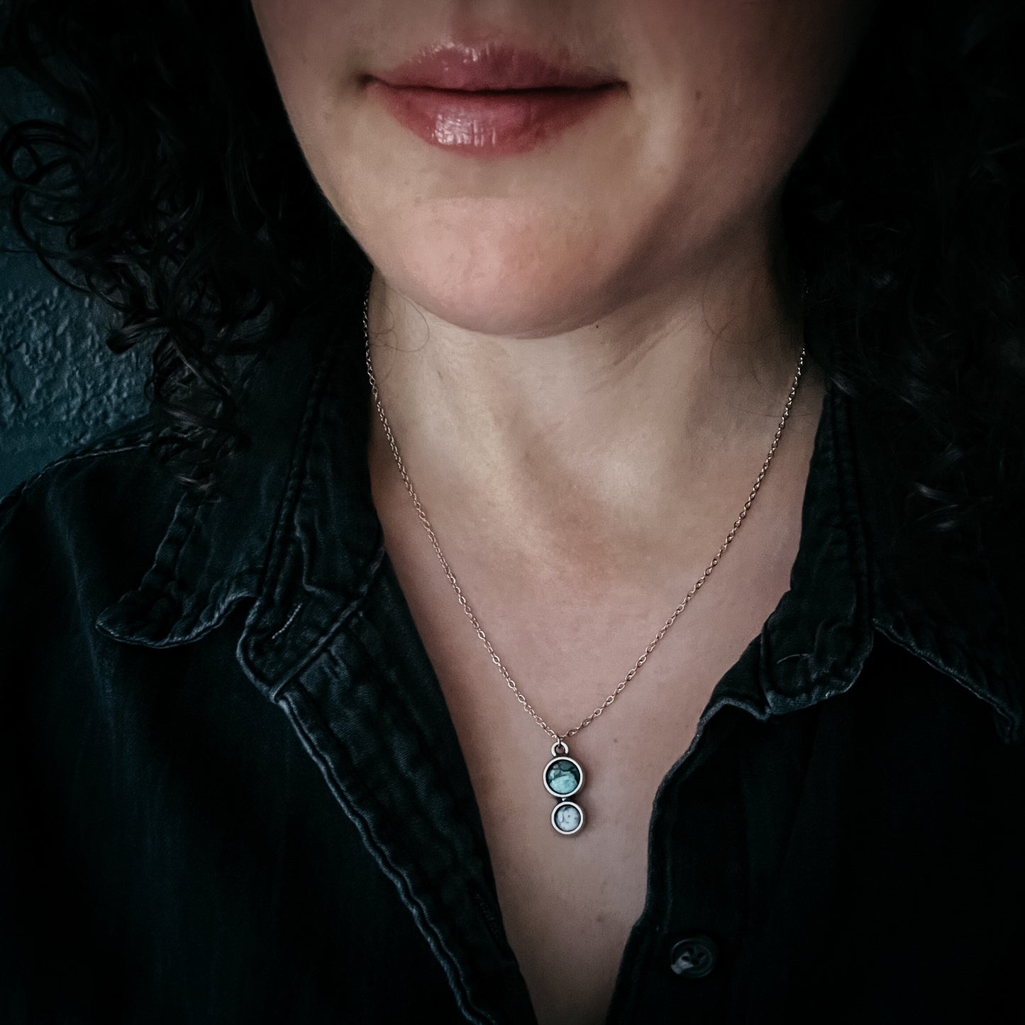 Earth and Moon Jewelry Set with Natural Stones