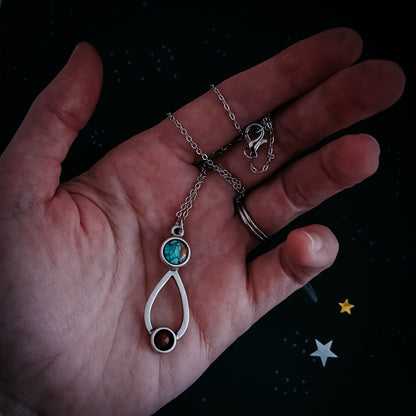 Journey to Mars Necklace - Copper Chrysocolla Earth and Red Jasper Moon