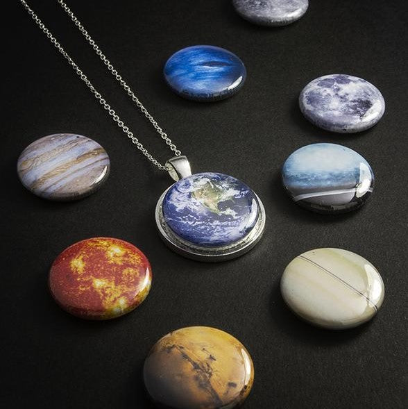 Interchangeable Solar System Necklace Necklace Yugen Handmade Silver Tone 30" Yes