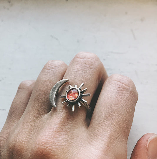 Sun and Moon Sculptural Statement Ring Ring Yugen Handmade   
