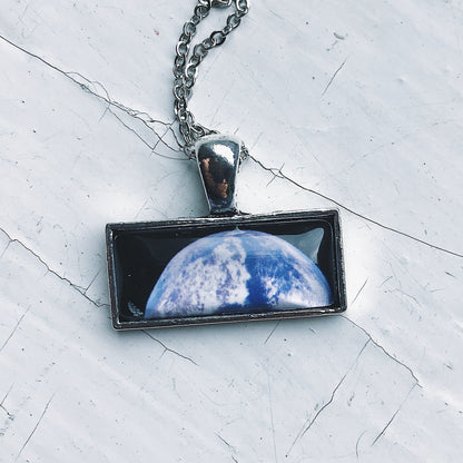 Planetary Society LightSail Rectangle Necklace - Earth Necklace Yugen Handmade   