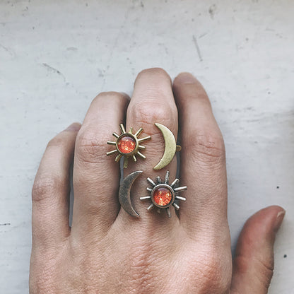 Sun and Moon Sculptural Statement Ring Ring Yugen Handmade   