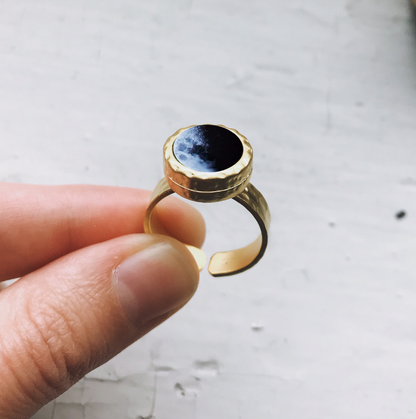My Moon Hammered Custom Ring Ring Yugen Handmade Gold Tone  