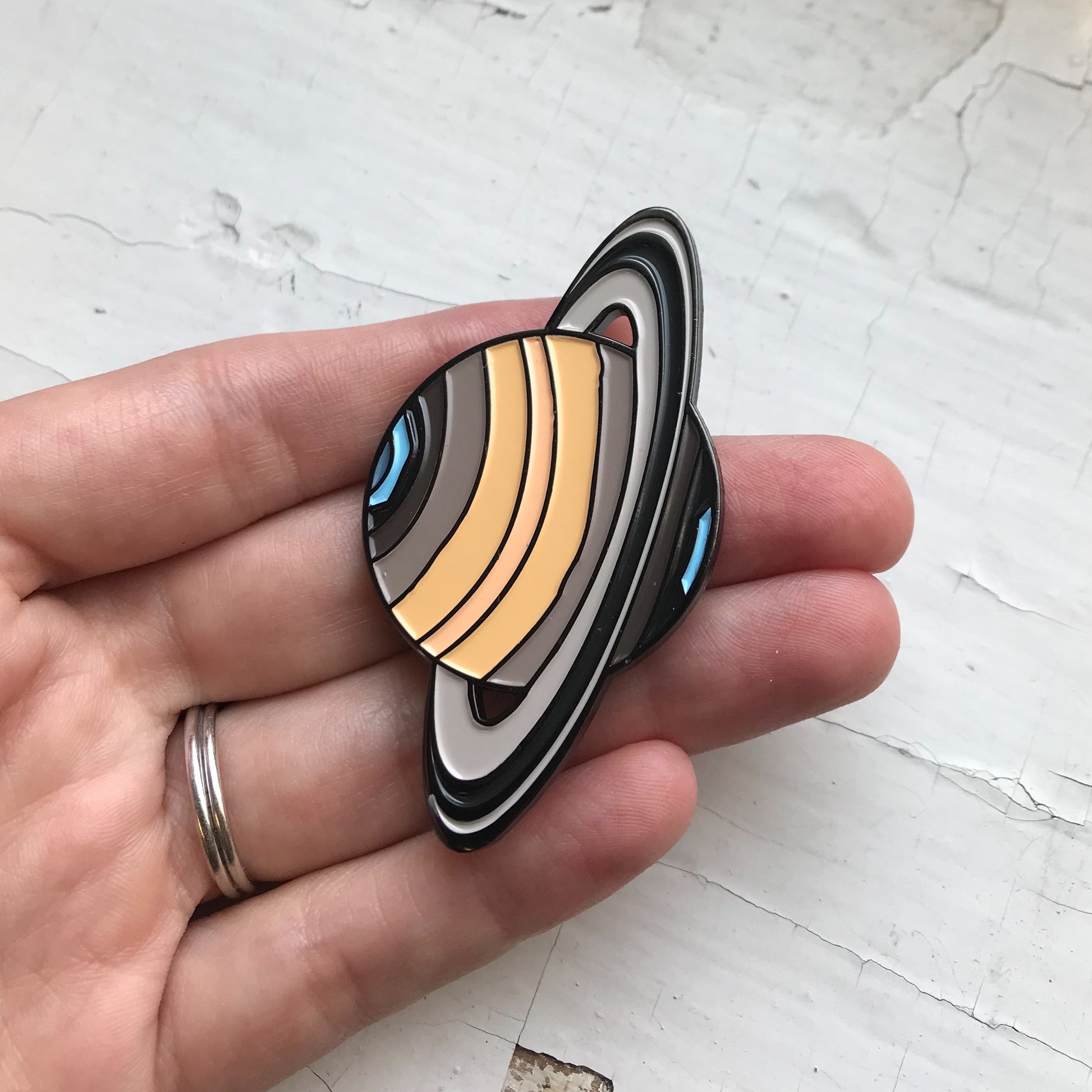 Saturn Enamel Pin Enamel Pin Yugen Handmade   