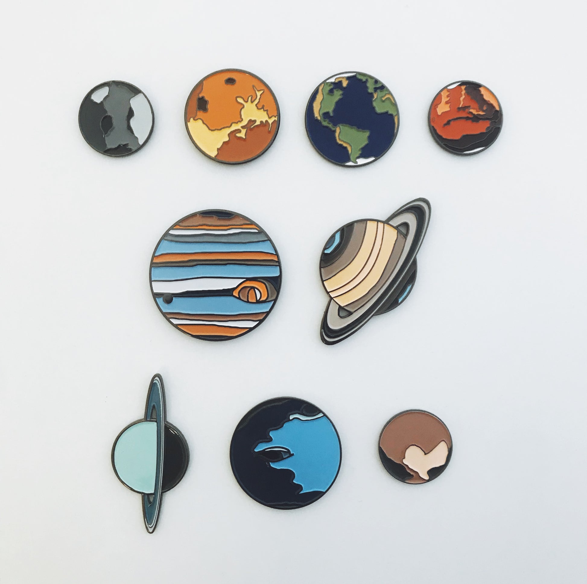 Solar System Planet Enamel Pin Set of 9 Enamel Pin Yugen Handmade   