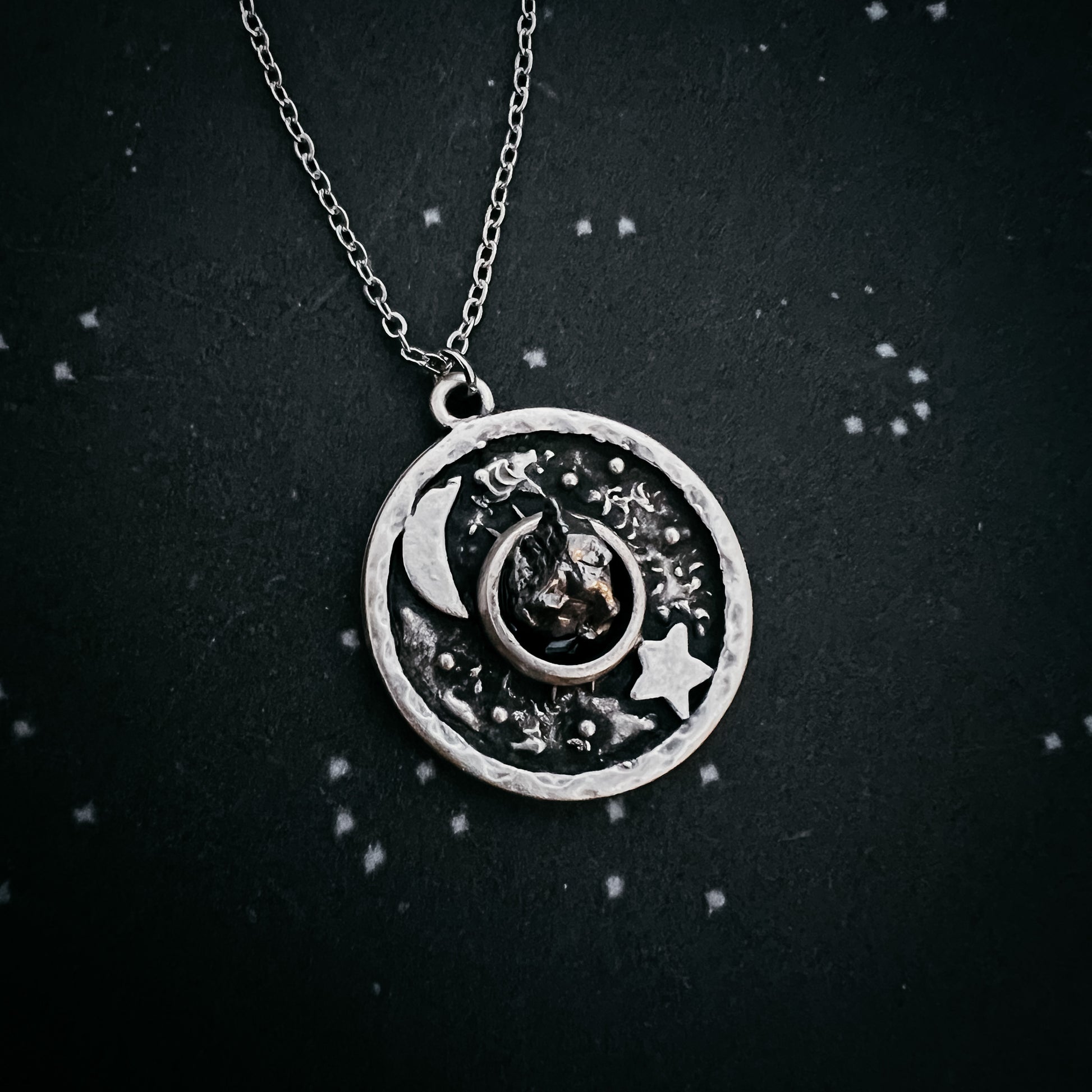 Night Sky Pendant Necklace with Authentic Meteorite Necklace Yugen Handmade   