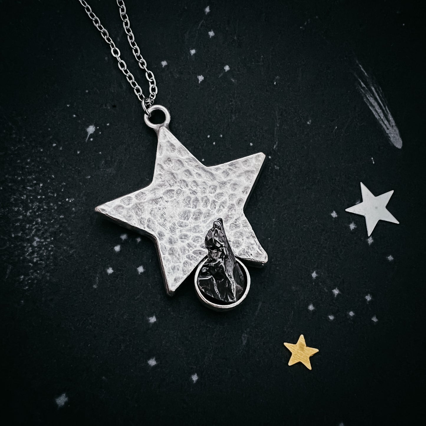 Star Shaped Pendant Necklace with Authentic Meteorite Necklace Yugen Handmade   