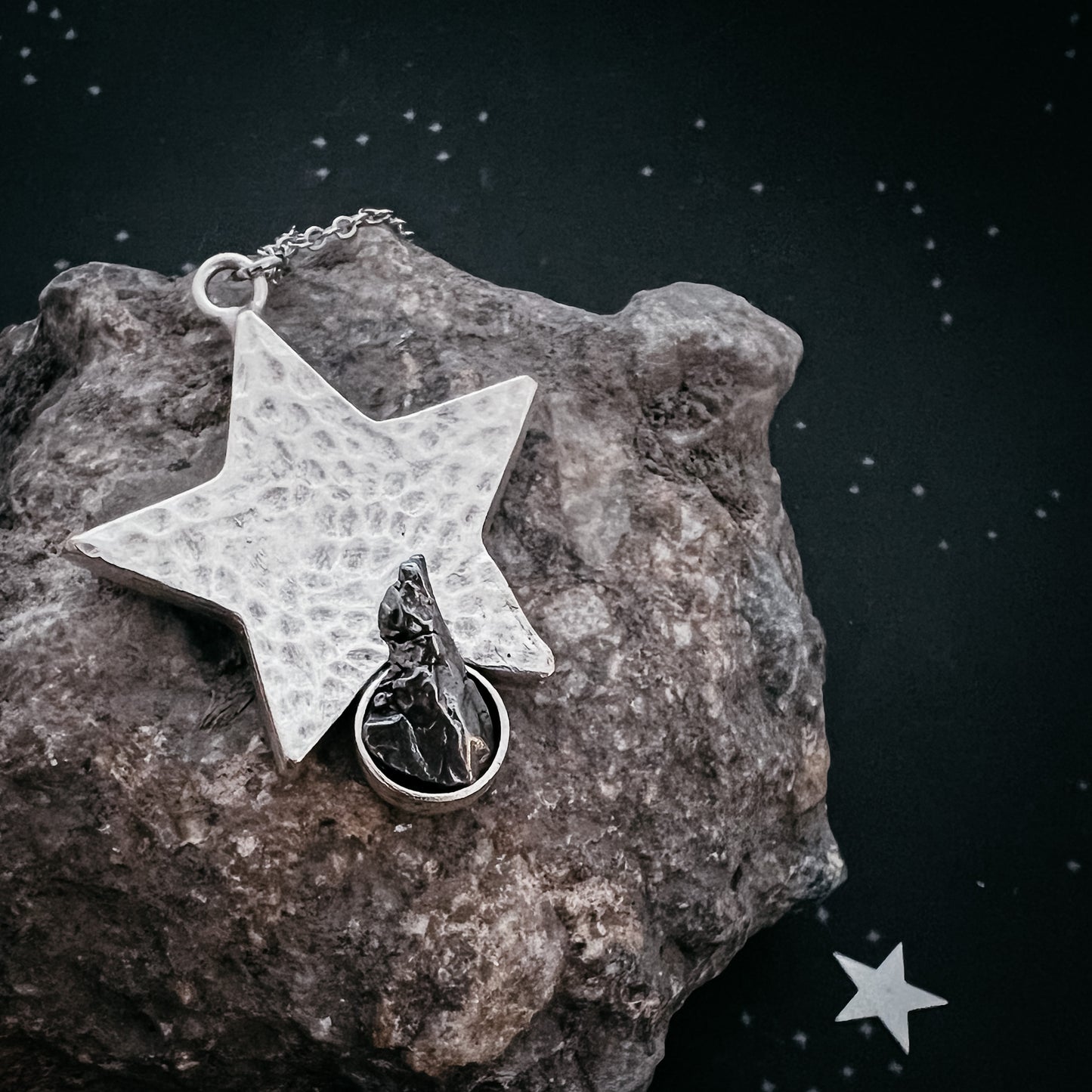 Star Shaped Pendant Necklace with Authentic Meteorite Necklace Yugen Handmade   