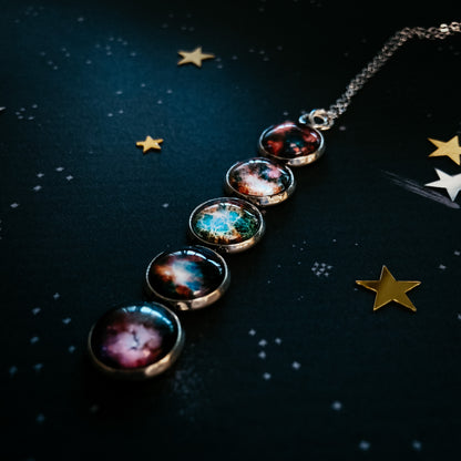 Nebula Rainbow Vertical Pendant Necklace Necklace Yugen Handmade   