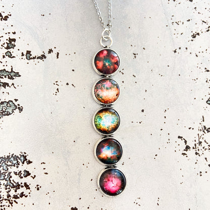 Nebula Rainbow Vertical Pendant Necklace Necklace Yugen Handmade   