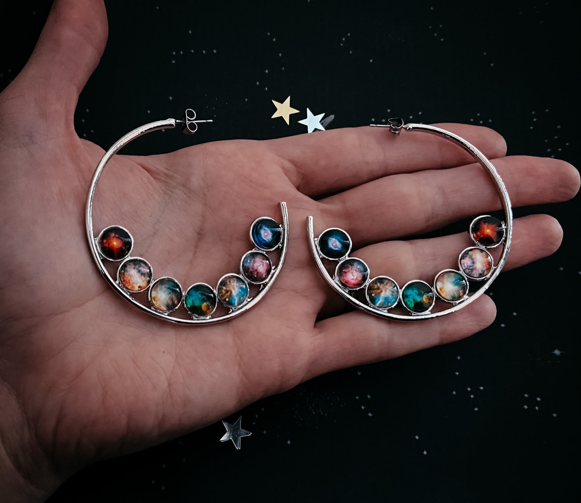 Nebula Rainbow Pride Hoop Earrings Earrings Yugen Handmade   