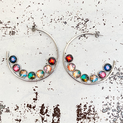 Nebula Rainbow Pride Hoop Earrings Earrings Yugen Handmade   