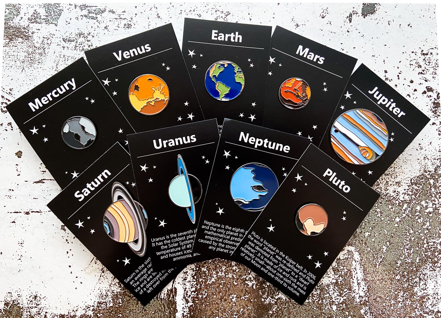 Solar System Planet Enamel Pin Set of 9 Enamel Pin Yugen Handmade   