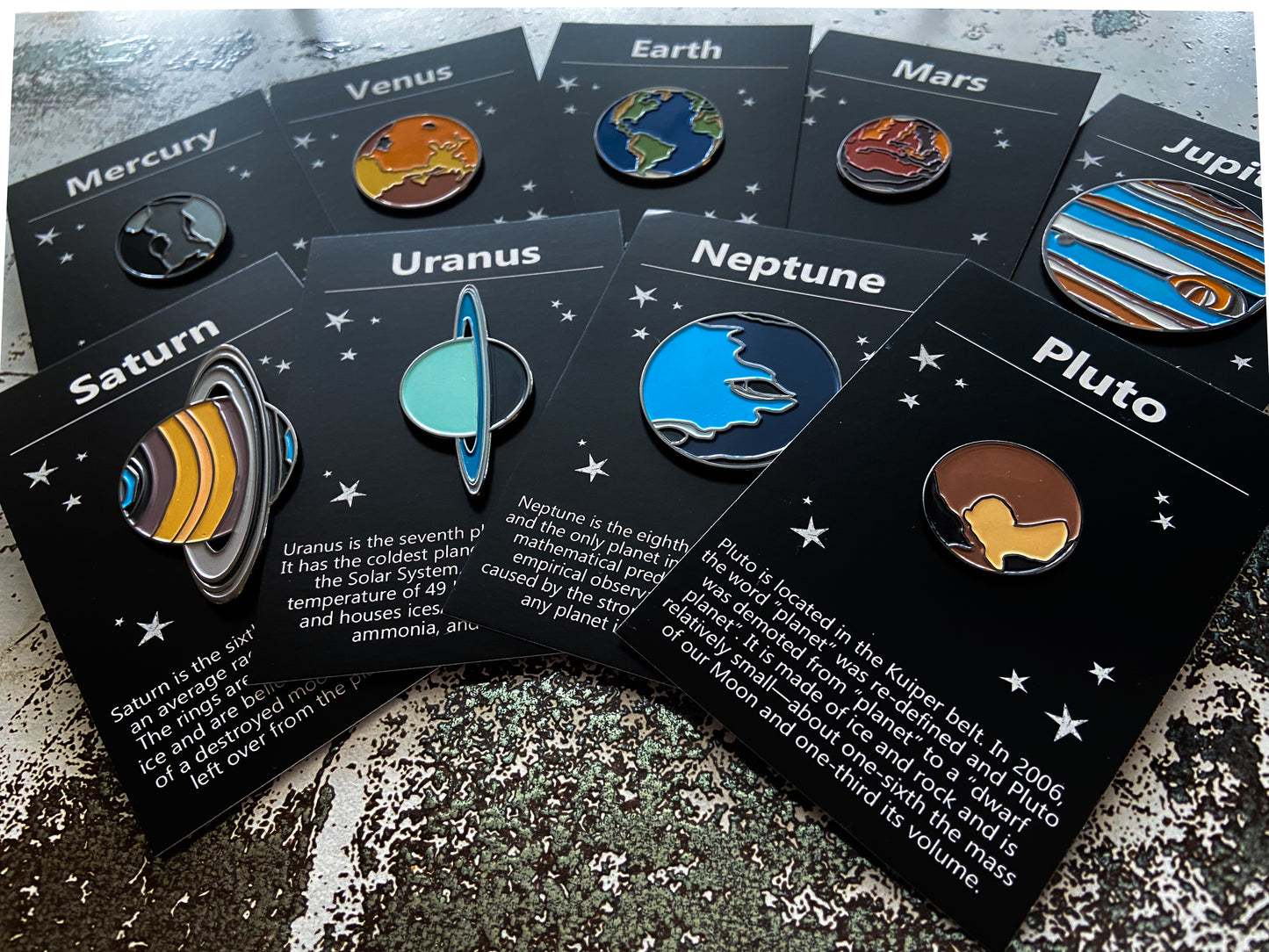 Solar System Planet Enamel Pin Set of 9 Enamel Pin Yugen Handmade   