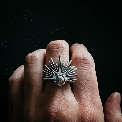Sun Goddess Ring with Copper Oyster Turquoise Ring Yugen Handmade   