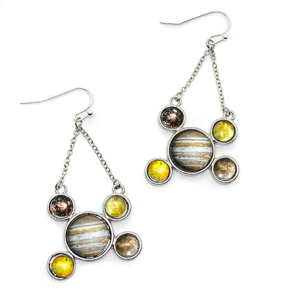 Jupiter and Galilean Moons Dangle Earrings Earrings Yugen Handmade   