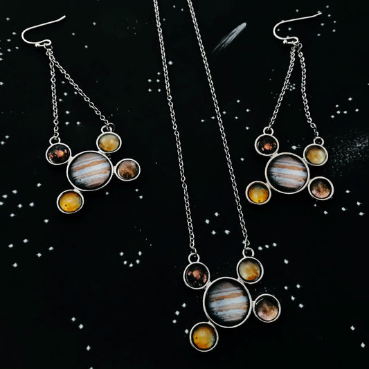 Jupiter Jewelry Gift Set - Galilean Moons Earrings and Necklace Jewelry Set Yugen Handmade   