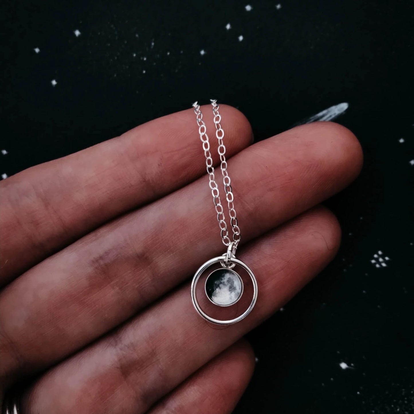 My Moon Mini Halo Necklace with Custom Lunar Phase Necklace Yugen Handmade   