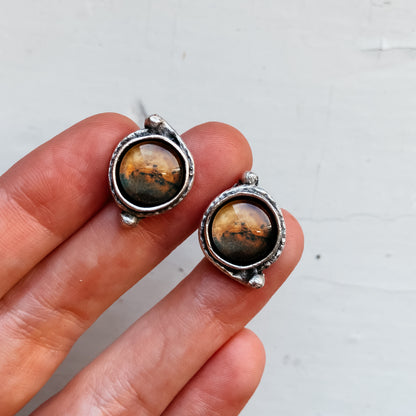 Mars and Moons Earrings - Stud or Leverback Earrings Yugen Handmade   