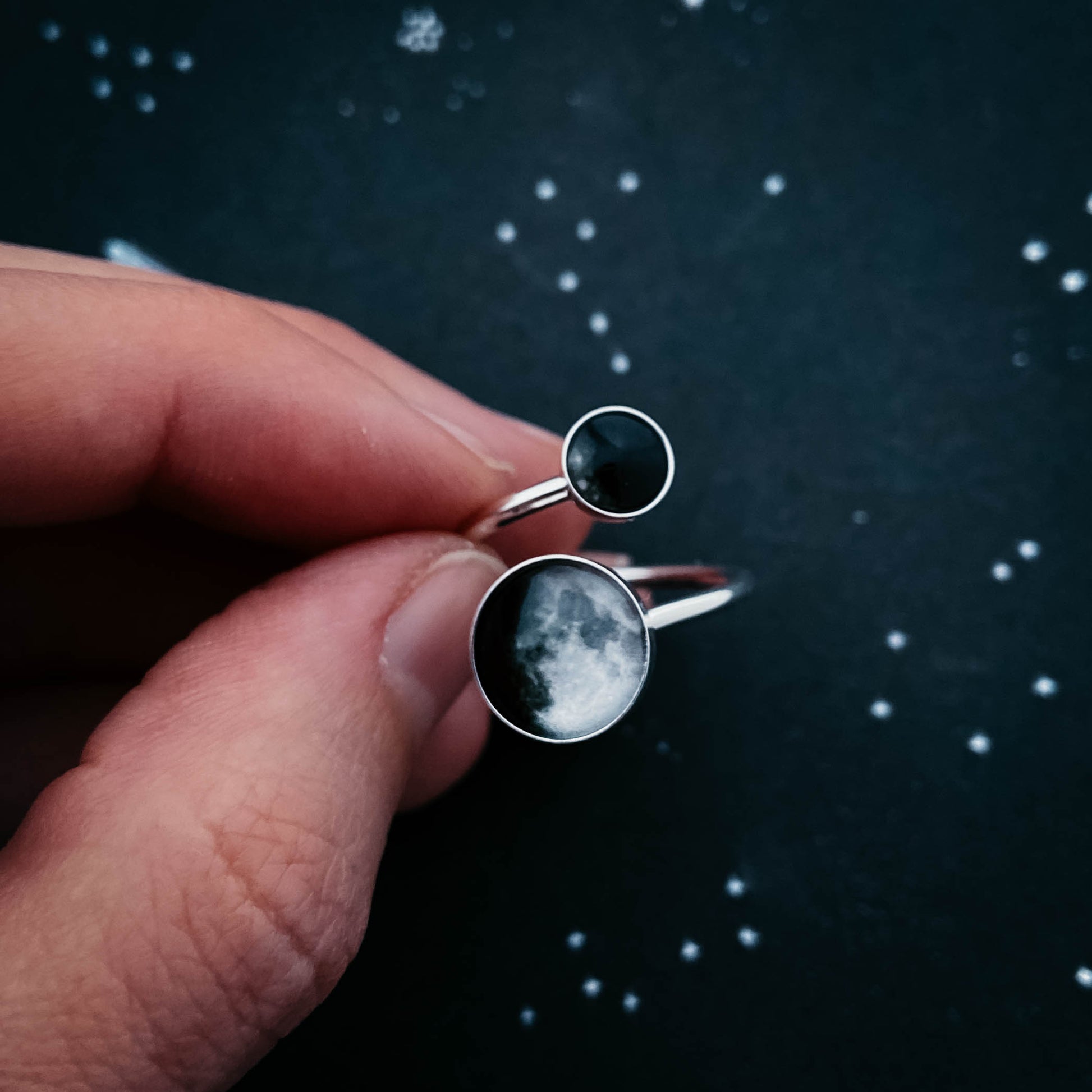 Mother and Me Ring - My Moon Phase Bypass Ring in Sterling Silver Ring Yugen Handmade   
