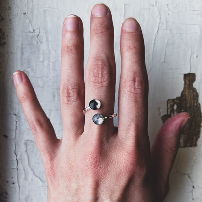 My Moon Bypass Ring with Two Lunar Phases Ring Yugen Handmade   