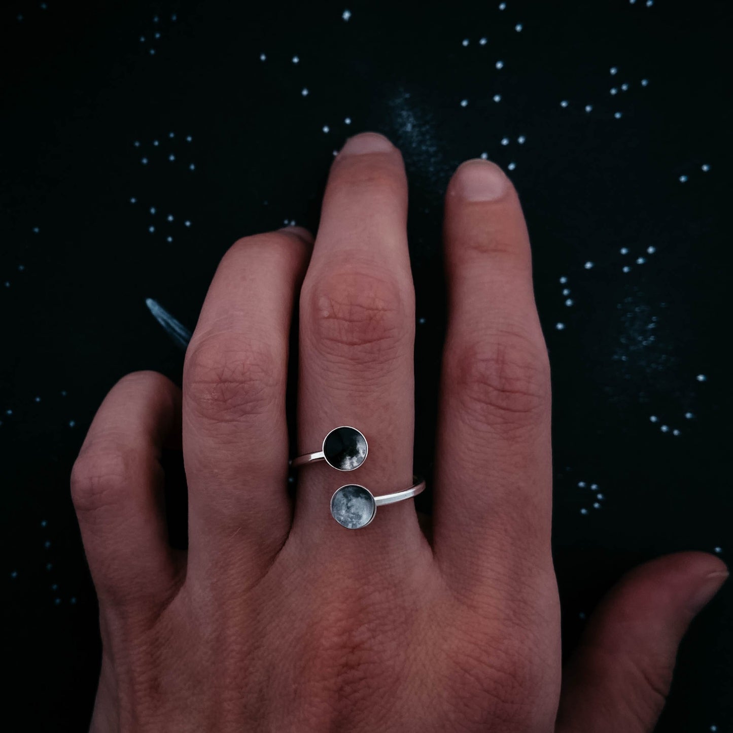 My Moon Bypass Ring with Two Lunar Phases Ring Yugen Handmade   
