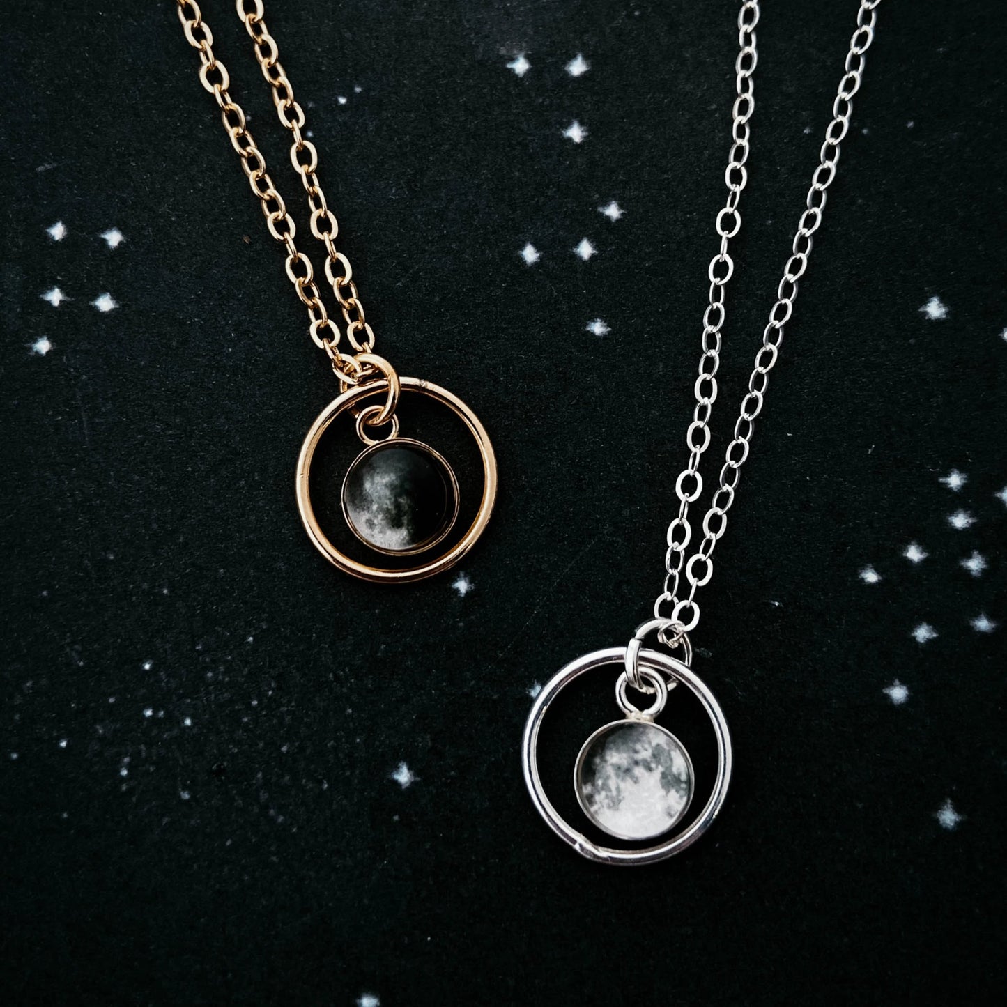 My Moon Mini Halo Necklace with Custom Lunar Phase Necklace Yugen Handmade   