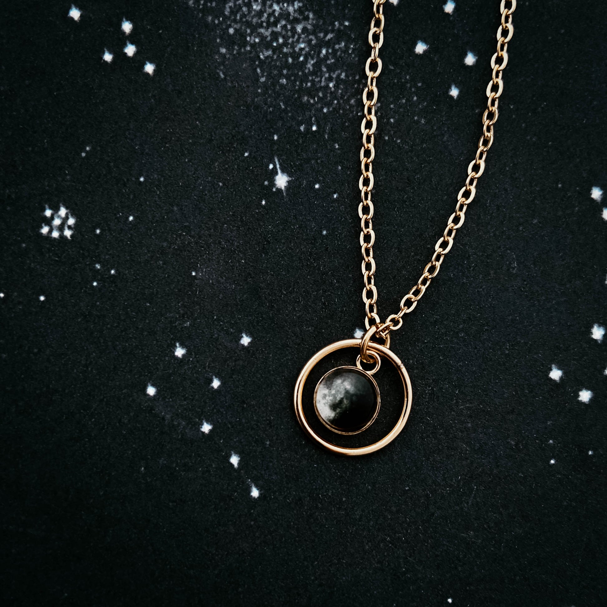 My Moon Mini Halo Necklace with Custom Lunar Phase Necklace Yugen Handmade Gold  
