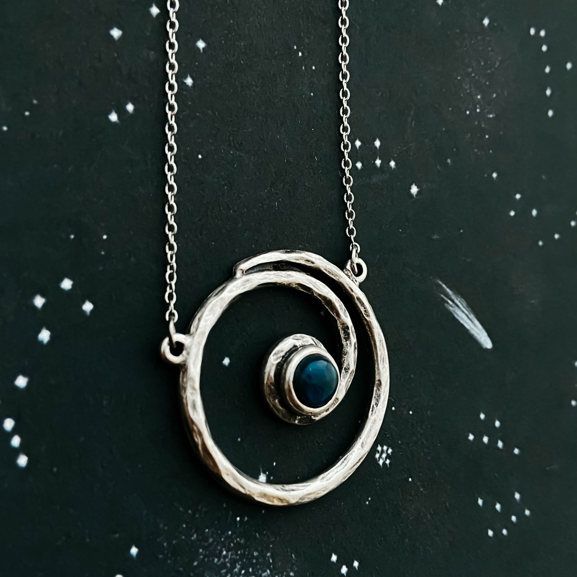 Milky Way Necklace - Spiral Silver Pendant with Labradorite Necklace Yugen Handmade   