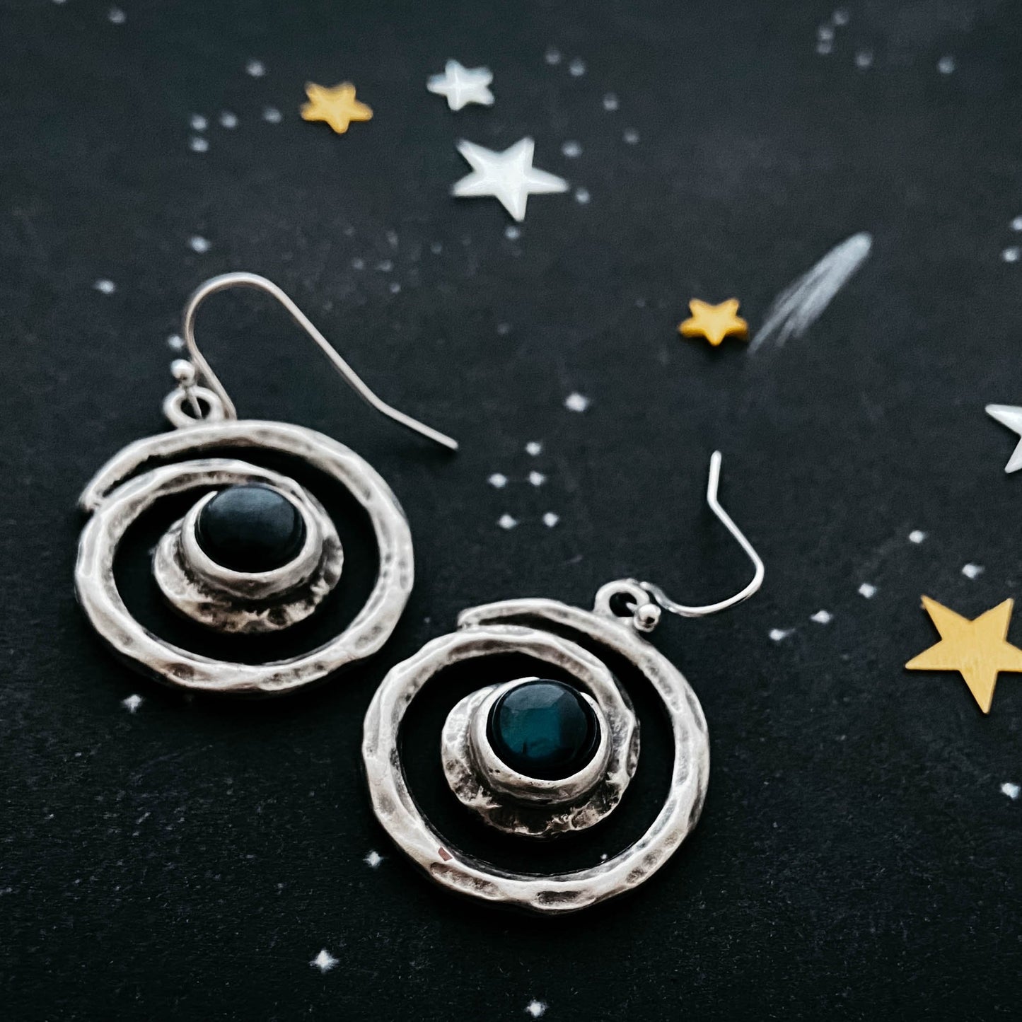 Milky Way Earrings - Spiral Silver Dangle Earrings with Labradorite Earrings Yugen Handmade   