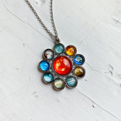 Solar System Halo Pendant Necklace Yugen Handmade   