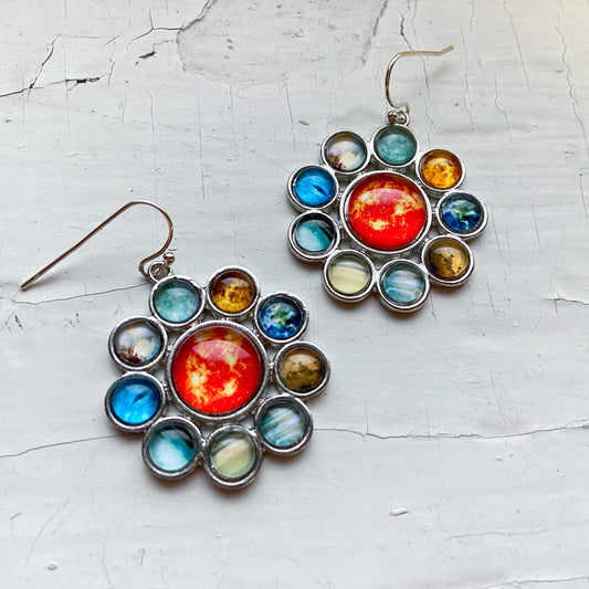 Solar System Halo Dangle Earrings Earrings Yugen Handmade   