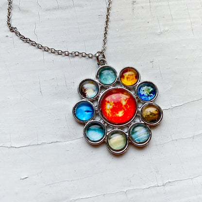 Solar System Halo Pendant Necklace Yugen Handmade   