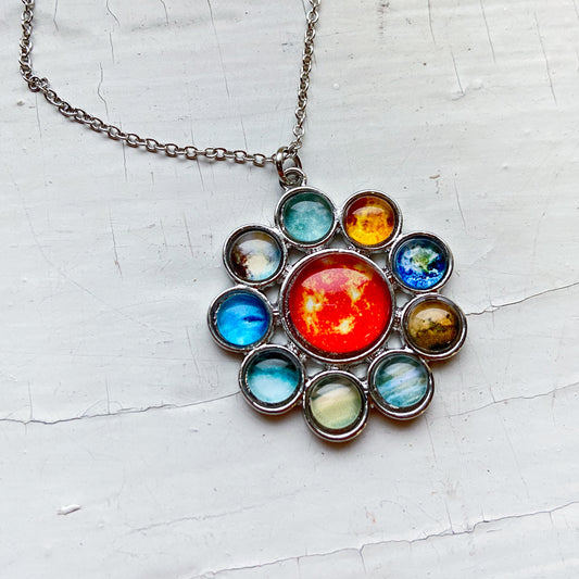 Solar System Halo Pendant Necklace Yugen Handmade   