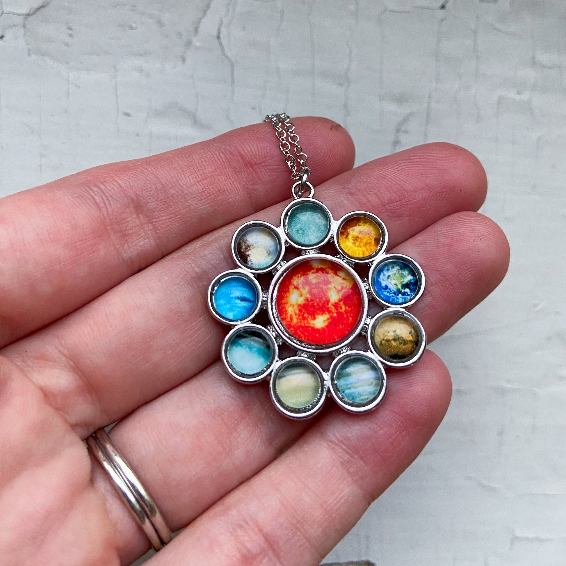 Solar System Halo Pendant Necklace Yugen Handmade   