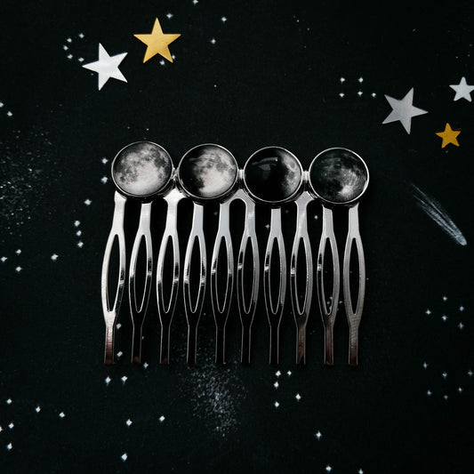 Phases of the Moon Hair Comb Hair Accessories Yugen Handmade   