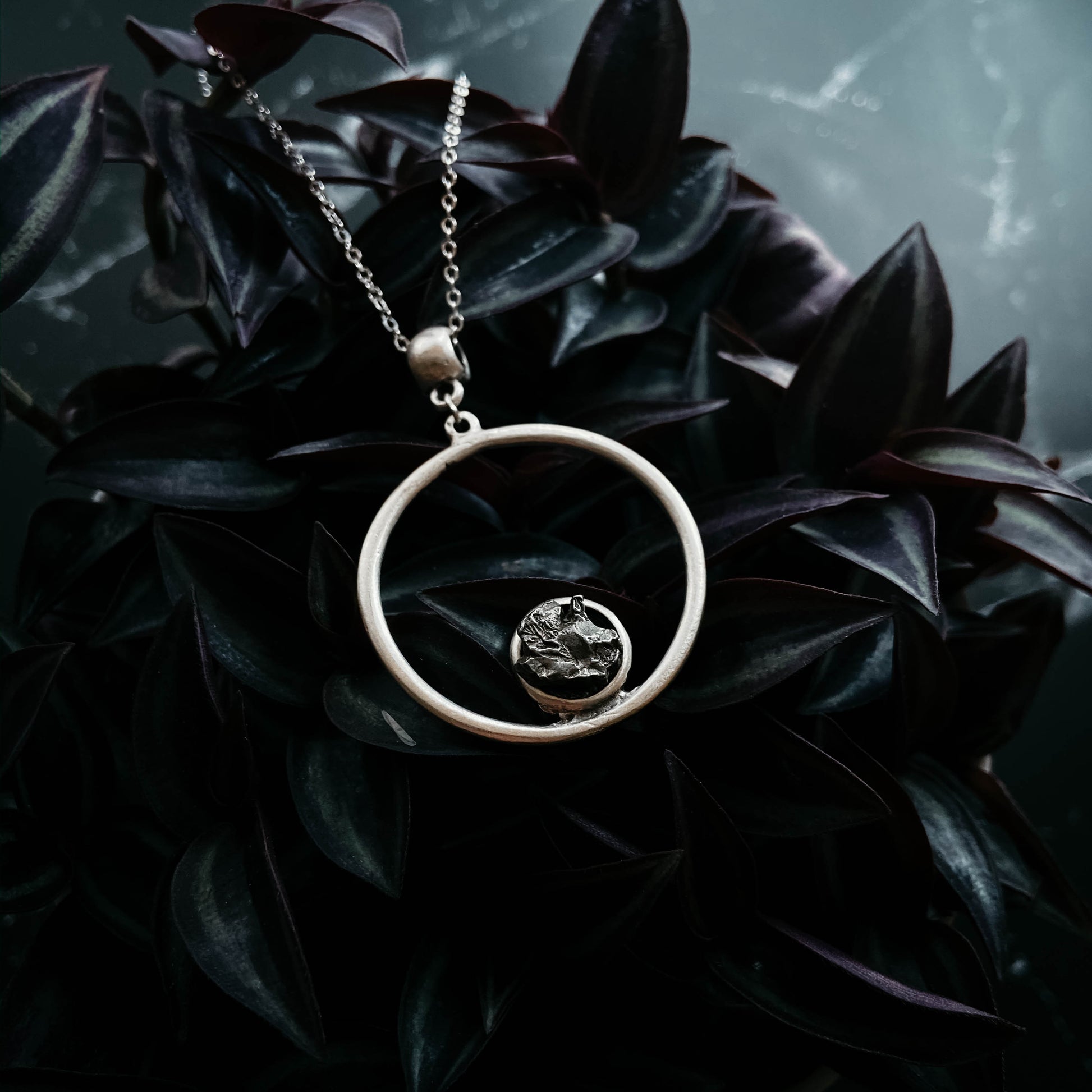 Circle Necklace with Authentic Raw Meteorite Necklace Yugen Handmade   