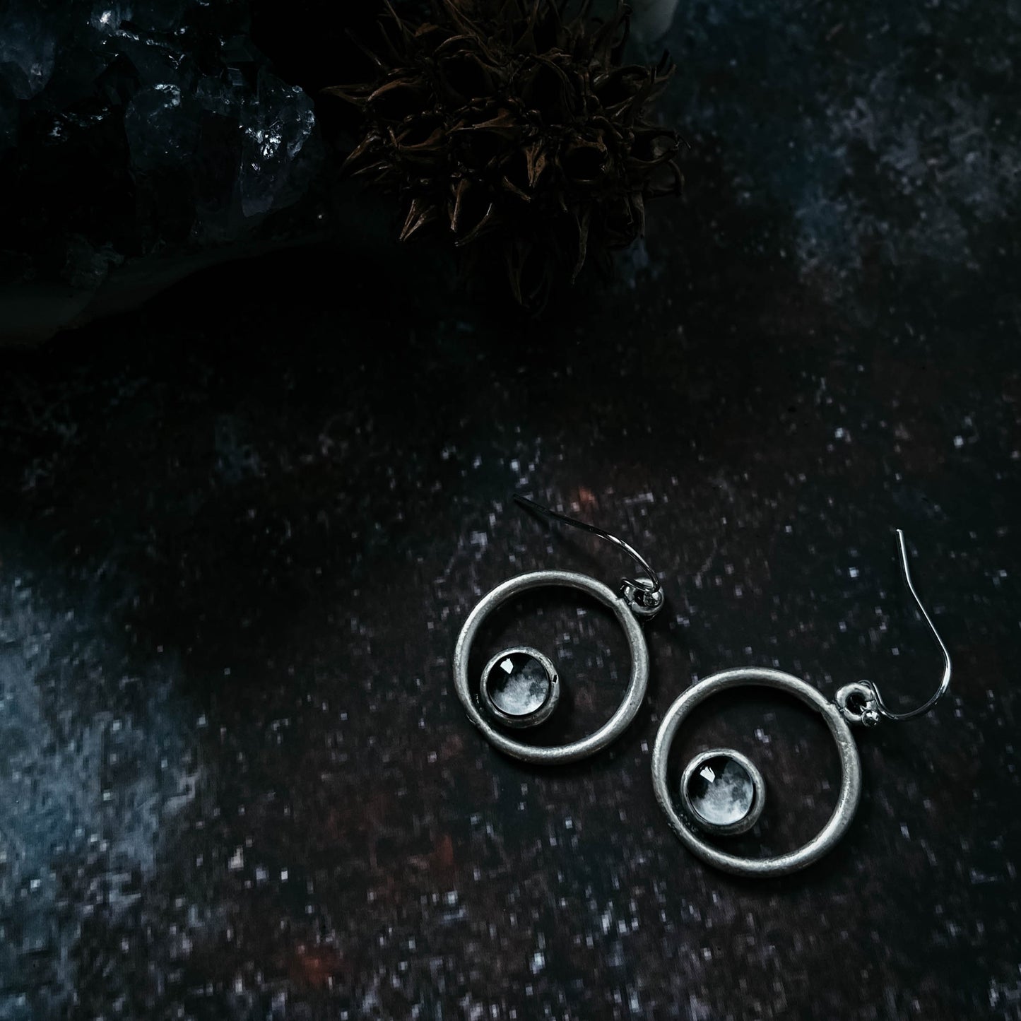 My Moon Circle Dangle Earrings Earrings Yugen Handmade   