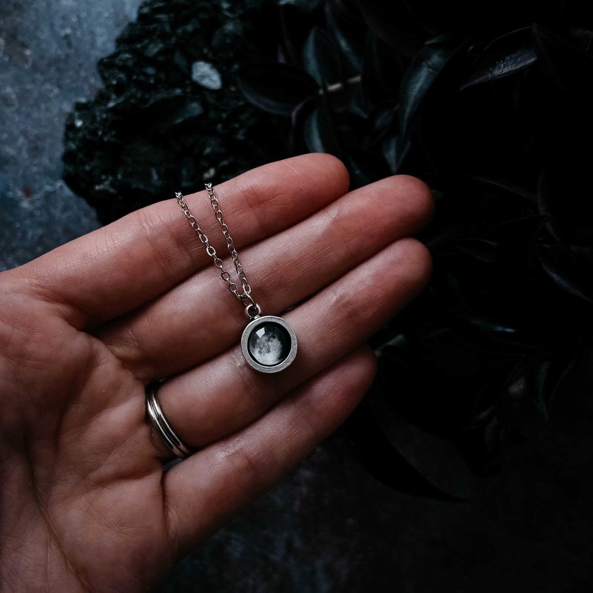 My Moon Chunky Petite Round Silver Pendant Necklace Yugen Handmade   