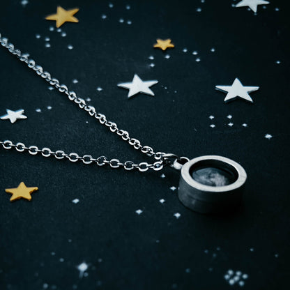 My Moon Chunky Petite Round Silver Pendant Necklace Yugen Handmade   
