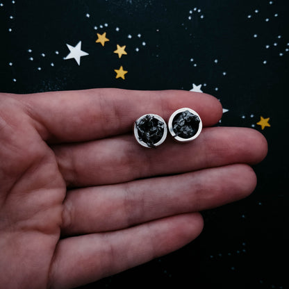 Small Round Raw Meteorite Dangle or Stud Earrings Earrings Yugen Handmade Post/Stud  