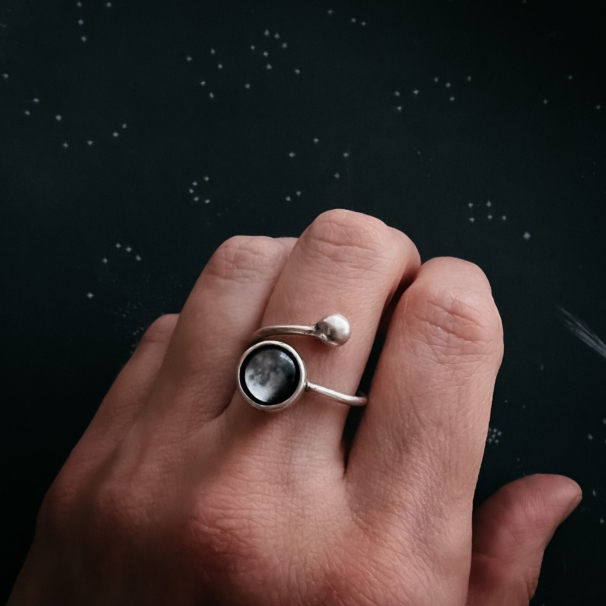 My Moon Custom Wrap Ring with Bead Ring Yugen Handmade   