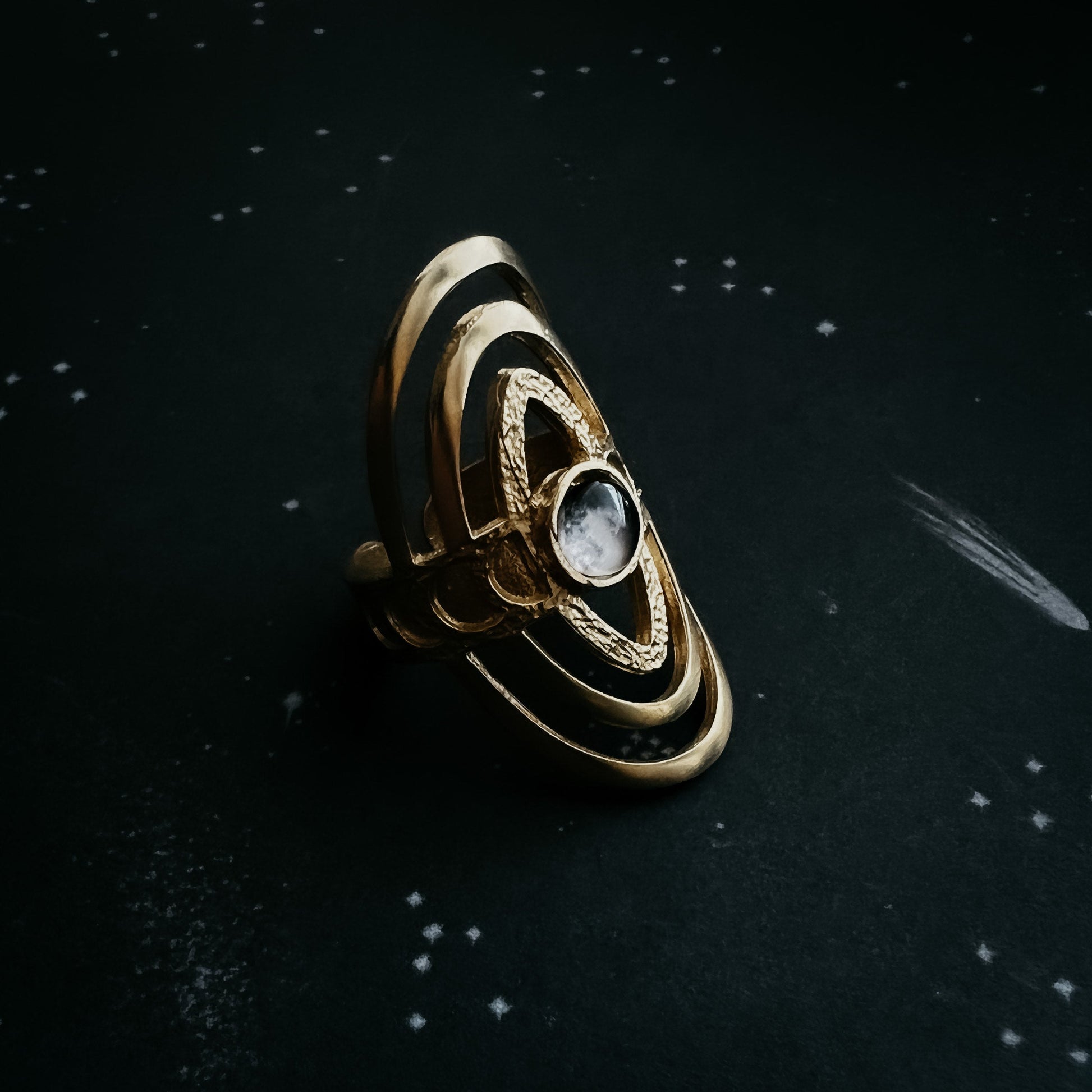 My Moon Cosmic Ripple Personalized Ring with Lunar Phase Band Ring Yugen Handmade   