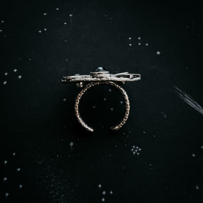 Large Moon Phase Statement Cocktail Ring Ring Yugen Handmade   