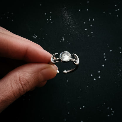 My Moon Custom Ring with 2 Crescents Ring Yugen Handmade Silver Tone  