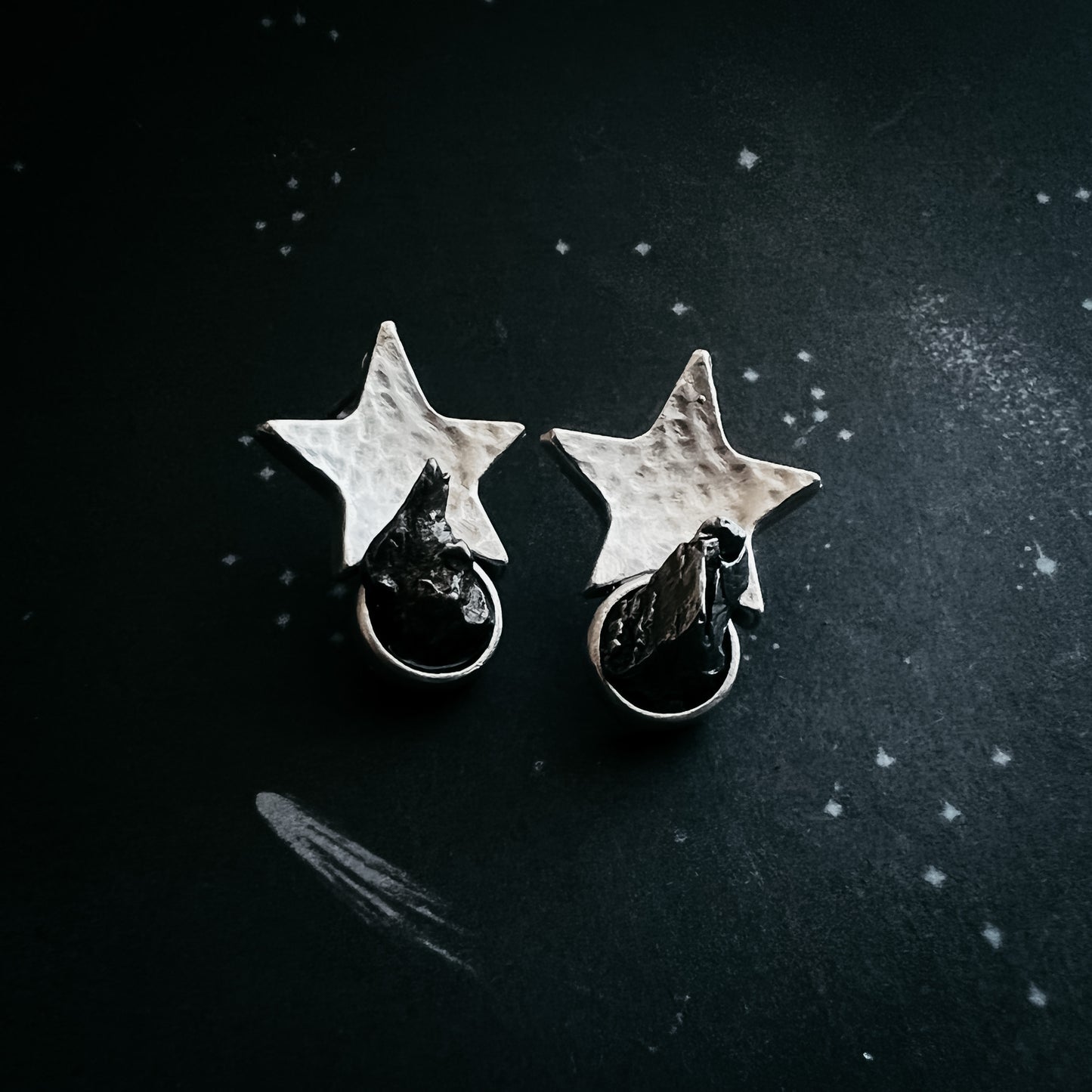 Star Shaped Meteorite Stud Earrings Earrings Yugen Handmade   