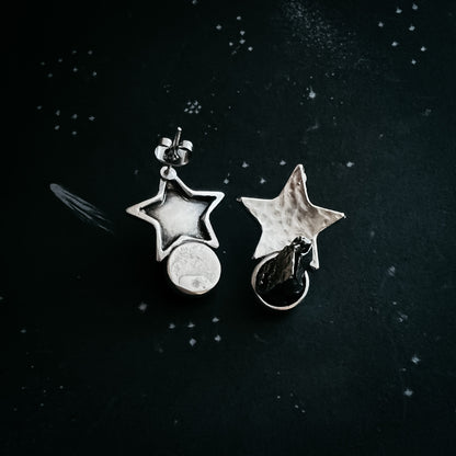 Star Shaped Meteorite Stud Earrings Earrings Yugen Handmade   