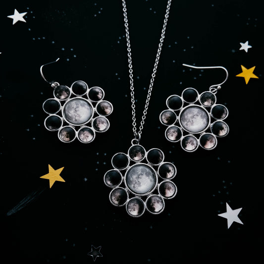 Moon Phase Halo Jewelry Set Jewelry Set Yugen Handmade   