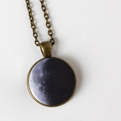 My Moon Custom Round Pendant Necklace Necklace Yugen Handmade Antique Bronze Tone  